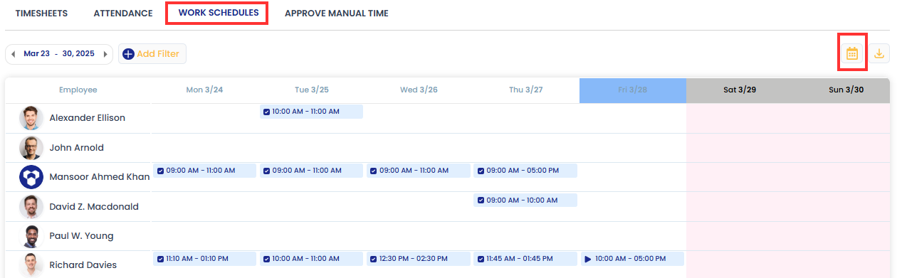 Create work schedules
