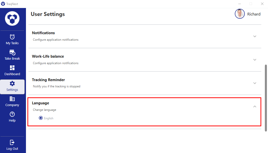 Desktop app language