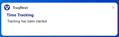 Start tracking notification