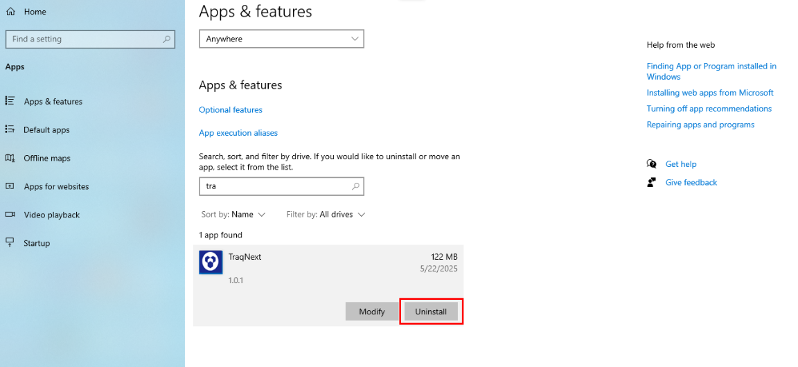 Desktop app uninstall