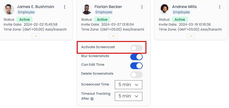 Activate screencasts