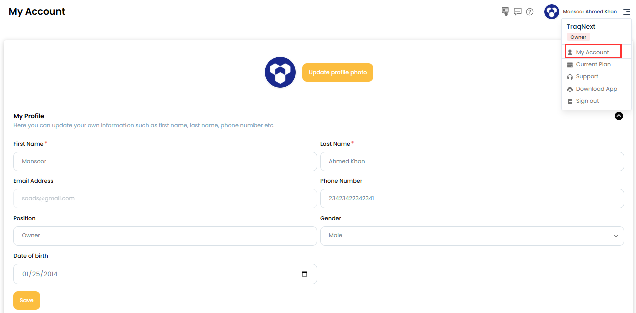 Account profile