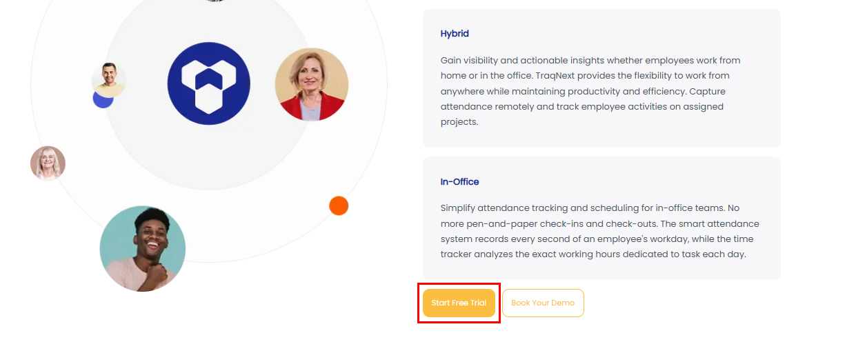 Start free trial button