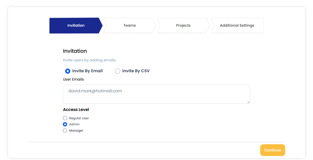 Invite user email