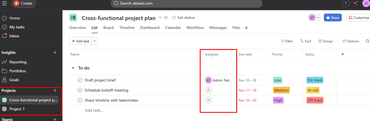Assigned task to users