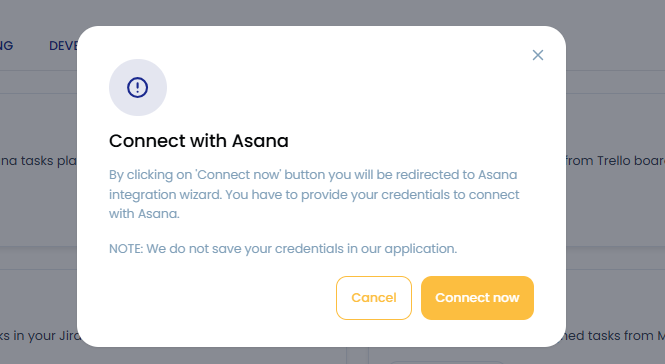Connect with asana