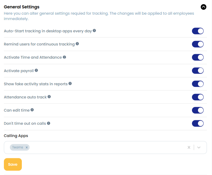 Company general settings