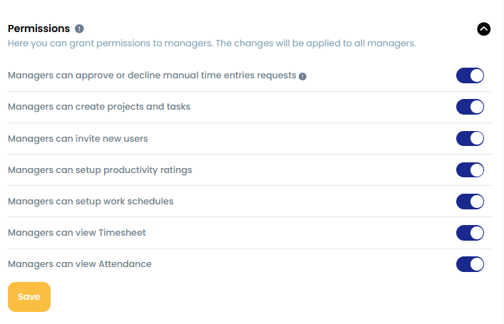 Manager permissions settings