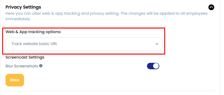 Track website basic url