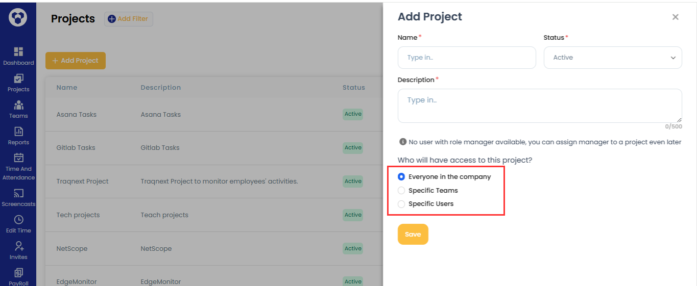 Add new project details