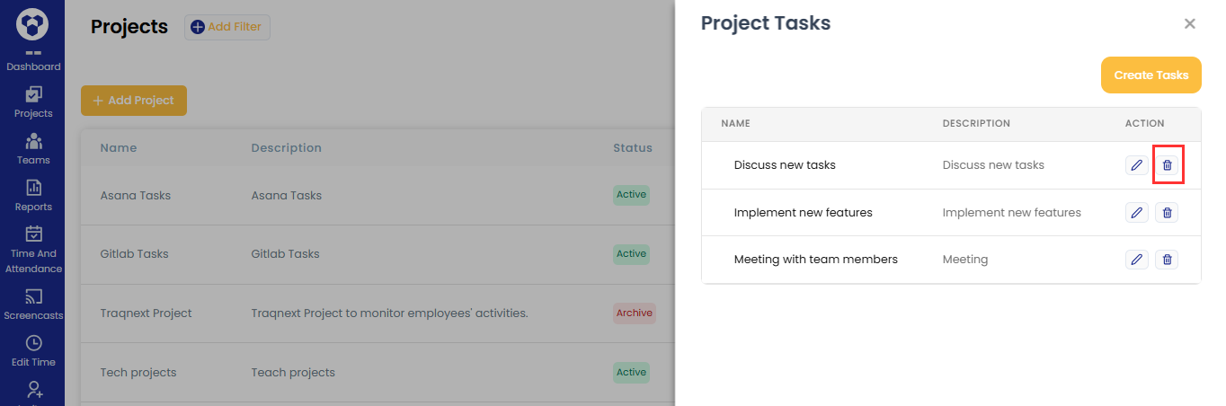 Archive task button
