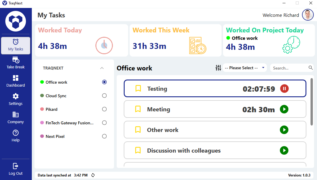 Track time for tasks and projects