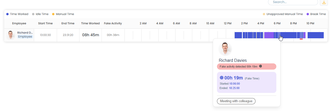 Fake time task detail popover