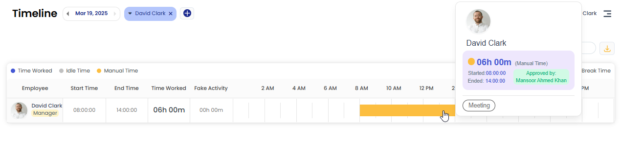Approved manual time on timeline