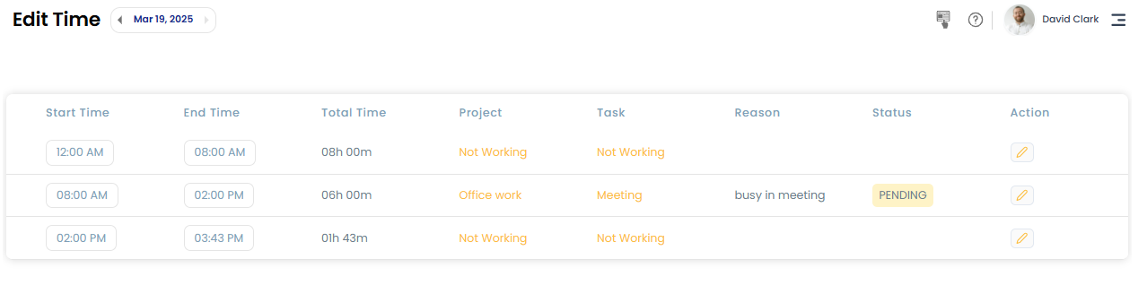 Edit manual time entries