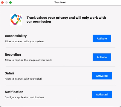 Mac system permissions for traqnext