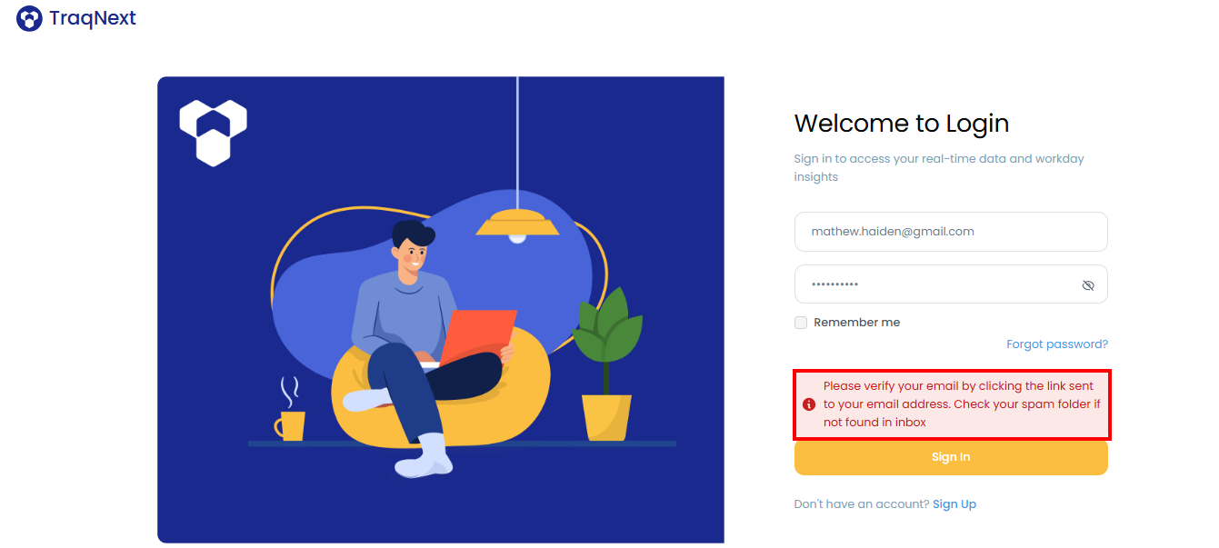 Account verification required message